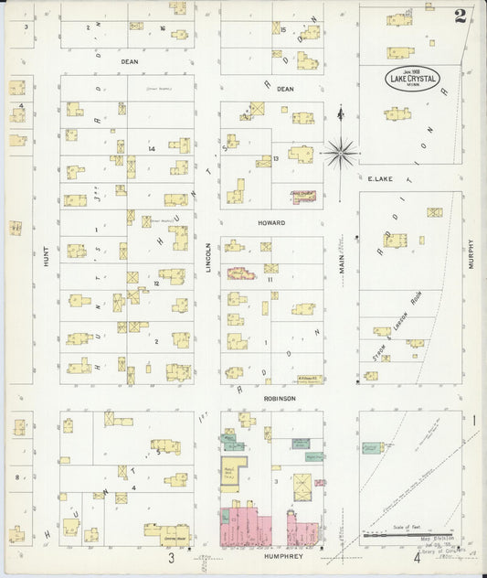 Sanborn Fire Insurance Map from Lake Crystal, Blue Earth County, Minnesota (1908), Sheet #0002 - Historic Sanborn Fire Insurance Map Print, vintage old map wall art, antique decor, genealogy gift, Minnesota Minnesota map