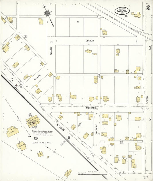 Sanborn Fire Insurance Map from Ashland, Jackson County, Oregon (1911), Sheet #0002 - Historic Sanborn Fire Insurance Map Print, vintage old map wall art, antique decor, genealogy gift, Oregon Oregon map