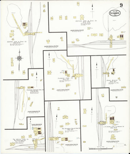 Sanborn Fire Insurance Map from Scammon, Cherokee County, Kansas (1912), Sheet #0009 - Complete Map Set gallery image, historic Sanborn map, vintage wall art, Kansas Kansas