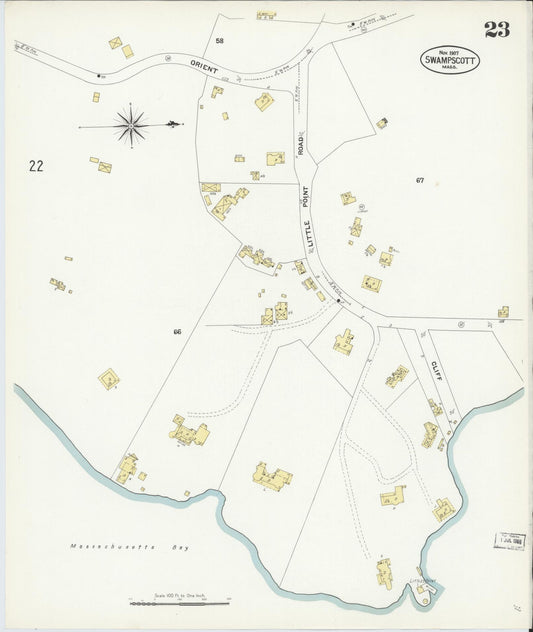 Sanborn Fire Insurance Map from Swampscott, Essex County, Massachusetts (1907), Sheet #0023 - Historic Sanborn Fire Insurance Map Print, vintage old map wall art, antique decor, genealogy gift, Massachusetts Massachusetts map