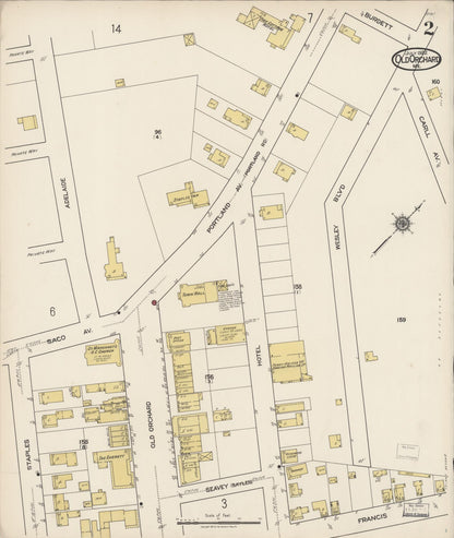 Sanborn Fire Insurance Map from Old Orchard, York County, Maine (1922), Sheet #0002 - Complete Map Set gallery image, historic Sanborn map, vintage wall art, Maine Maine