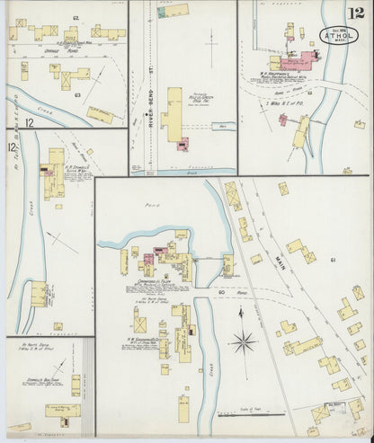 Sanborn Fire Insurance Map from Athol, Worcester County, Massachusetts (1896), Sheet #0012 - Complete Map Set gallery image, historic Sanborn map, vintage wall art, Massachusetts Massachusetts