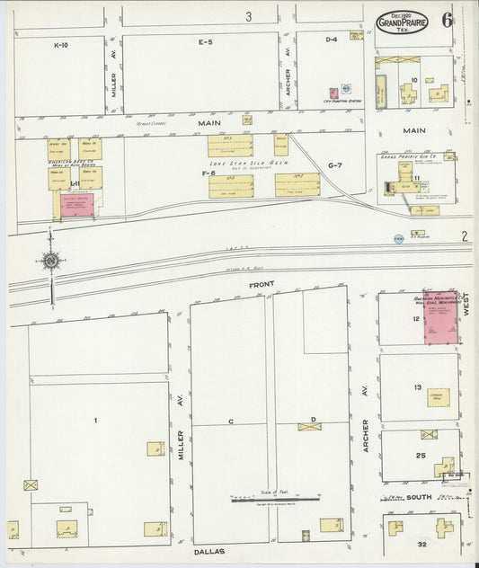 Sanborn Fire Insurance Map from Grand Prairie, Dallas County, Texas (1920), Sheet #0006 - Historic Sanborn Fire Insurance Map Print, vintage old map wall art, antique decor, genealogy gift, Texas Texas map