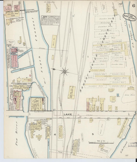 Sanborn Fire Insurance Map from Appleton, Outagamie County, Wisconsin (1883), Sheet #0006 - Historic Sanborn Fire Insurance Map Print, vintage old map wall art, antique decor, genealogy gift, Wisconsin Wisconsin map