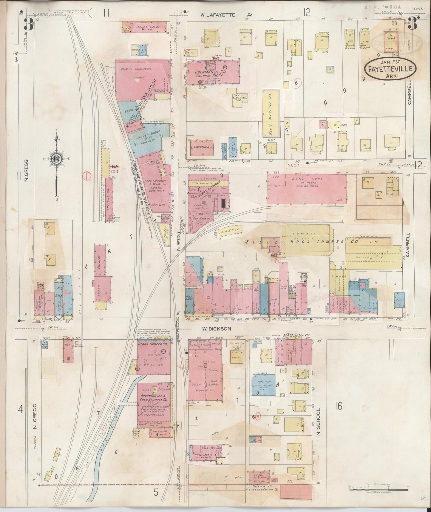 Sanborn Fire Insurance Map from Fayetteville, Washington County, Arkansas (1948), Sheet #0003 - Complete Map Set gallery image, historic Sanborn map, vintage wall art, Arkansas Arkansas
