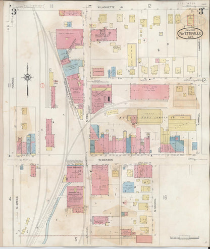 Sanborn Fire Insurance Map from Fayetteville, Washington County, Arkansas (1948), Sheet #0003 - Complete Map Set gallery image, historic Sanborn map, vintage wall art, Arkansas Arkansas