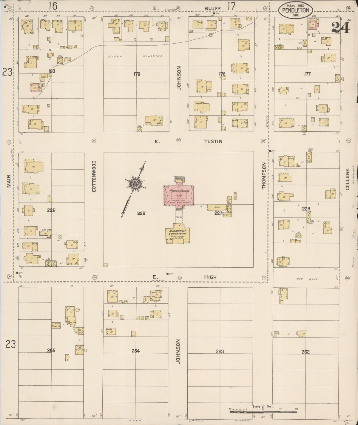 Sanborn Fire Insurance Map from Pendleton, Umatilla County, Oregon (1910), Sheet #0024 - Historic Sanborn Fire Insurance Map Print, vintage old map wall art, antique decor, genealogy gift, Oregon Oregon map