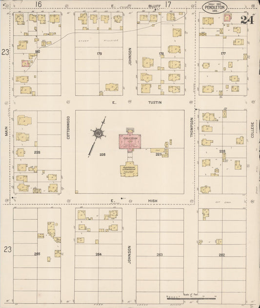Sanborn Fire Insurance Map from Pendleton, Umatilla County, Oregon (1910), Sheet #0024 - Historic Sanborn Fire Insurance Map Print, vintage old map wall art, antique decor, genealogy gift, Oregon Oregon map