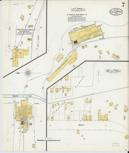 Sanborn Fire Insurance Map from Telluride, San Miguel County, Colorado (1899), Sheet #0007 - Complete Map Set gallery image, historic Sanborn map, vintage wall art, Colorado Colorado