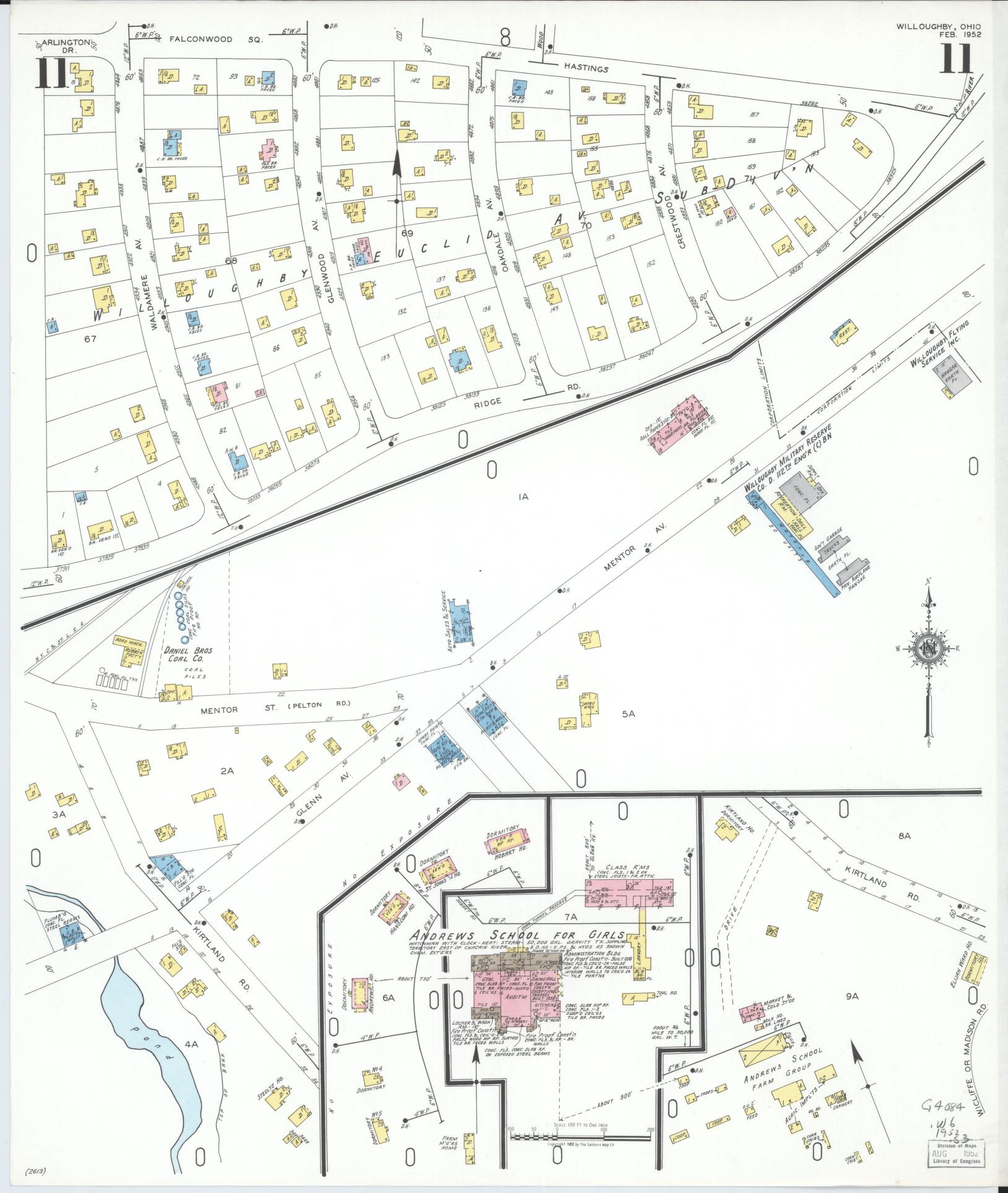 Sanborn Fire Insurance Map from Willoughby, Lake County, Ohio (1952), Sheet #0011 - Complete Map Set gallery image, historic Sanborn map, vintage wall art, Ohio Ohio