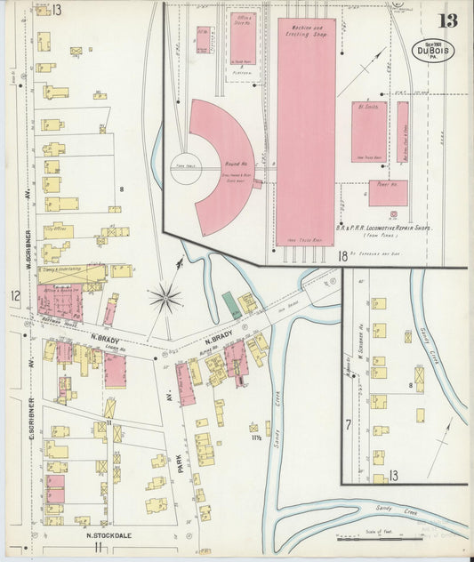 Sanborn Fire Insurance Map from Du Bois, Clearfield County, Pennsylvania (1901), Sheet #0013 - Historic Sanborn Fire Insurance Map Print, vintage old map wall art, antique decor, genealogy gift, Pennsylvania Pennsylvania map