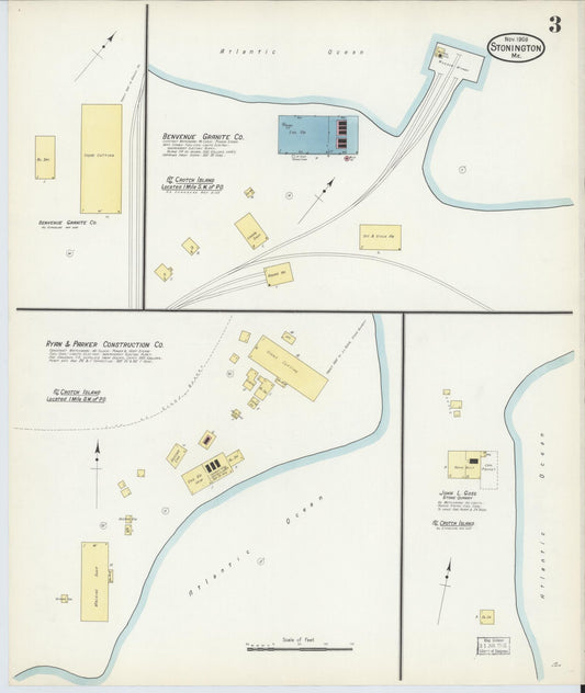 Sanborn Fire Insurance Map from Stonington, Hancock County, Maine (1908), Sheet #0003 - Historic Sanborn Fire Insurance Map Print, vintage old map wall art, antique decor, genealogy gift, Maine Maine map