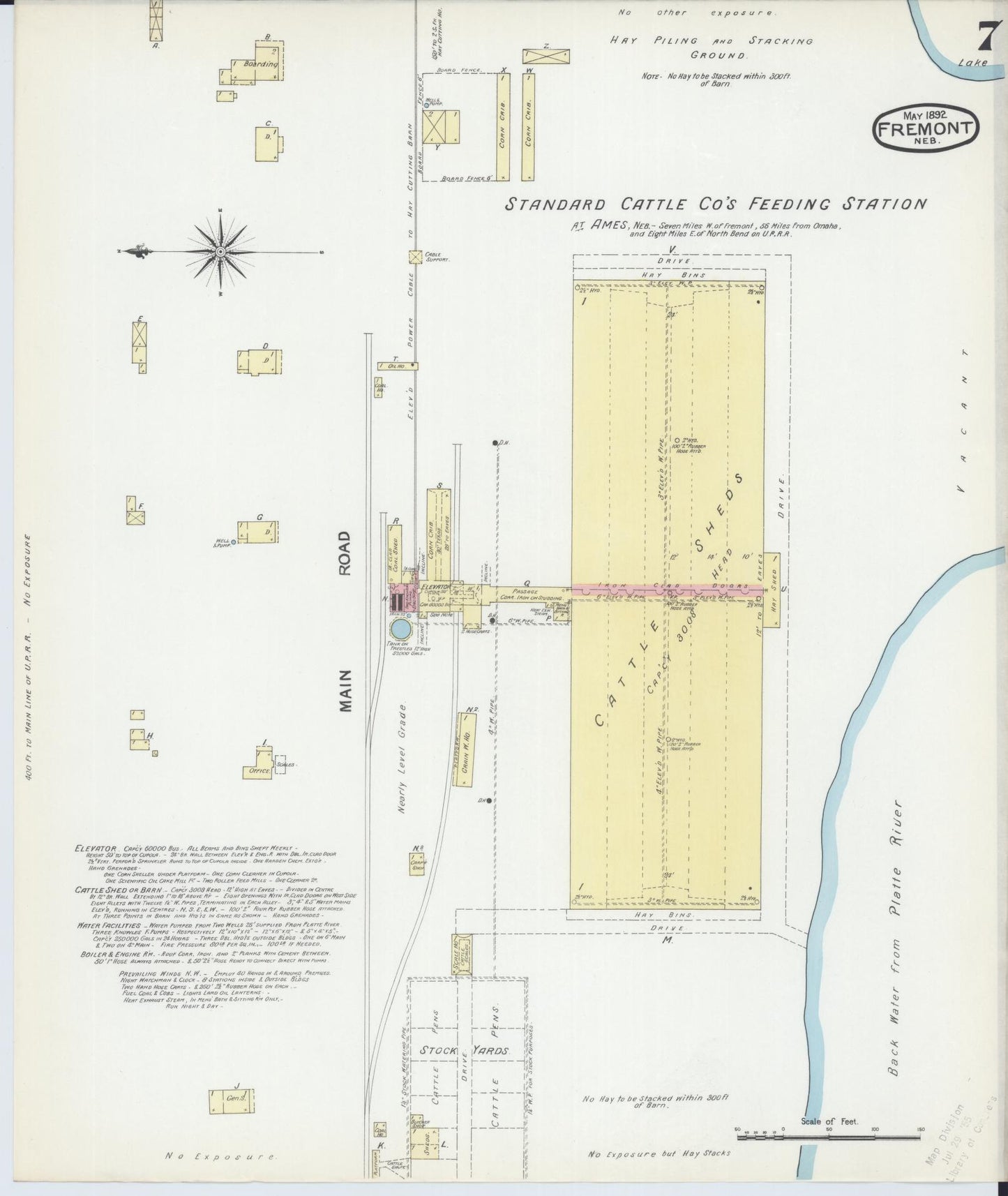 Sanborn Fire Insurance Map from Fremont, Dodge County, Nebraska (1892), Sheet #0007 - Historic Sanborn Fire Insurance Map Print, vintage old map wall art, antique decor, genealogy gift, Nebraska Nebraska map