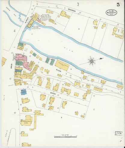 Sanborn Fire Insurance Map from Warren, Worcester County, Massachusetts (1906), Sheet #0005 - Complete Map Set gallery image, historic Sanborn map, vintage wall art, Massachusetts Massachusetts
