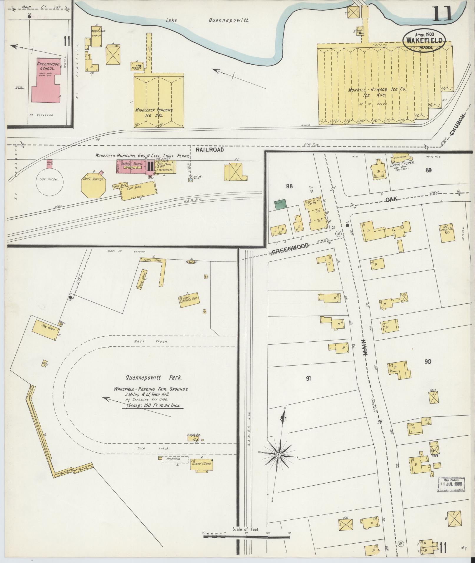 Sanborn Fire Insurance Map from Wakefield, Middlesex County, Massachusetts (1903), Sheet #0011 - Complete Map Set gallery image, historic Sanborn map, vintage wall art, Massachusetts Massachusetts