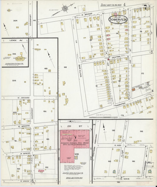 Sanborn Fire Insurance Map from Somerville, Somerset County, New Jersey (1917), Sheet #0007 - Historic Sanborn Fire Insurance Map Print, vintage old map wall art, antique decor, genealogy gift, New Jersey New Jersey map