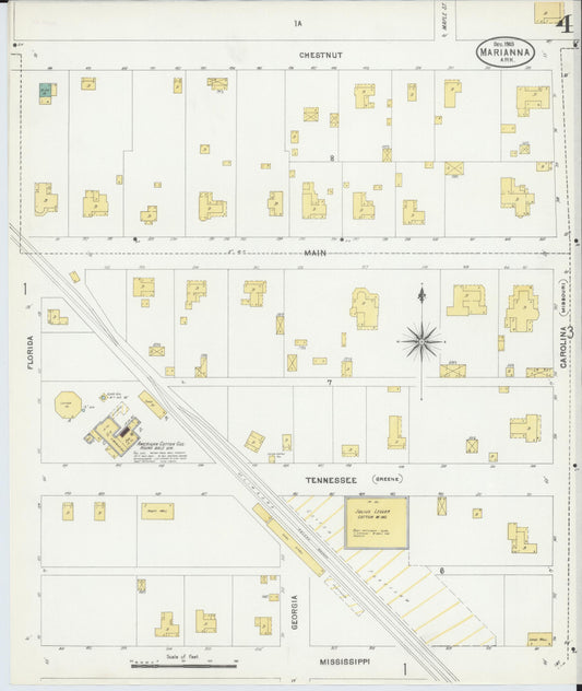 Sanborn Fire Insurance Map from Marianna, Lee County, Arkansas (1903), Sheet #0004 - Historic Sanborn Fire Insurance Map Print, vintage old map wall art, antique decor, genealogy gift, Arkansas Arkansas map