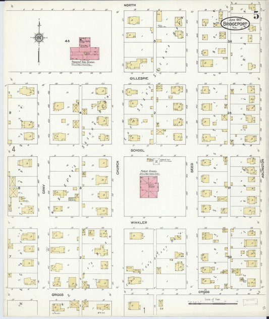 Sanborn Fire Insurance Map from Bridgeport, Lawrence County, Illinois (1912), Sheet #0005 - Historic Sanborn Fire Insurance Map Print, vintage old map wall art, antique decor, genealogy gift, Illinois Illinois map