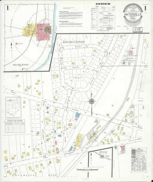 Sanborn Fire Insurance Map from Waterville, Lucas County, Ohio (1944), Sheet #0001 - Complete Map Set gallery image, historic Sanborn map, vintage wall art, Ohio Ohio