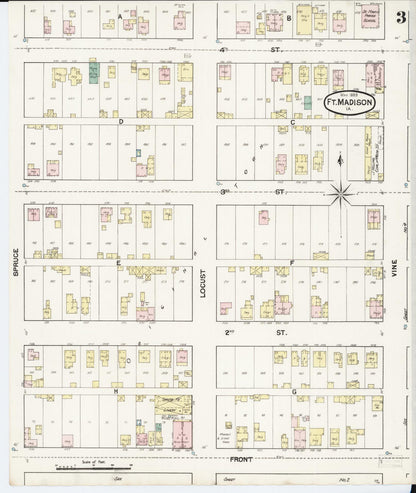 Sanborn Fire Insurance Map from Fort Madison, Lee County, Iowa (1889), Sheet #0003 - Historic Sanborn Fire Insurance Map Print
