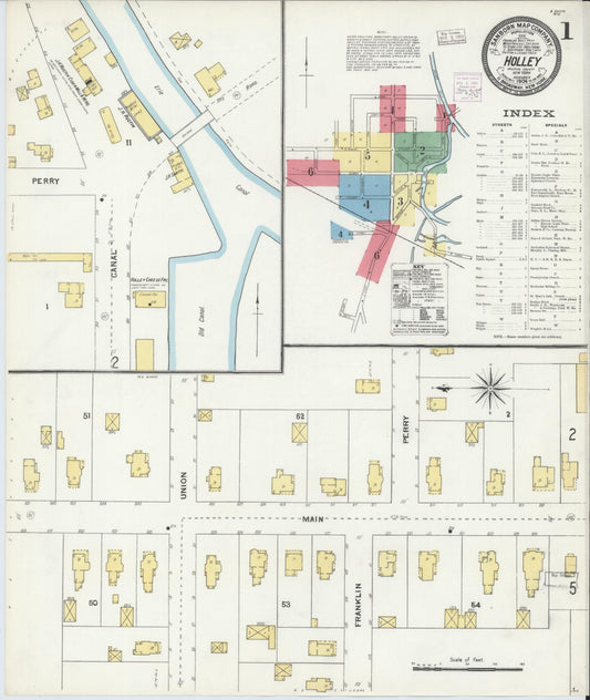 Sanborn Fire Insurance Map from Holley, Orleans County, New York (1904), Sheet #0001 - Historic Sanborn Fire Insurance Map Print, vintage old map wall art, antique decor, genealogy gift, New York New York map