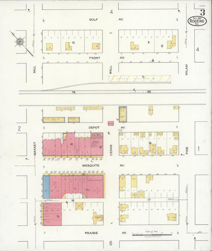 Sanborn Fire Insurance Map from Rogers, Bell County, Texas (1921), Sheet #0003 - Historic Sanborn Fire Insurance Map Print, vintage old map wall art, antique decor, genealogy gift, Texas Texas map