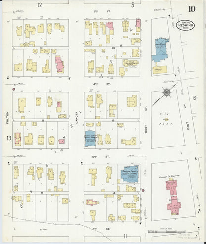 Sanborn Fire Insurance Map from Red Wing, Goodhue County, Minnesota (1910), Sheet #0010 - Historic Sanborn Fire Insurance Map Print, vintage old map wall art, antique decor, genealogy gift, Minnesota Minnesota map