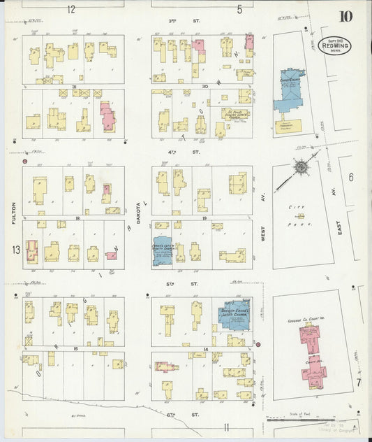 Sanborn Fire Insurance Map from Red Wing, Goodhue County, Minnesota (1910), Sheet #0010 - Historic Sanborn Fire Insurance Map Print, vintage old map wall art, antique decor, genealogy gift, Minnesota Minnesota map