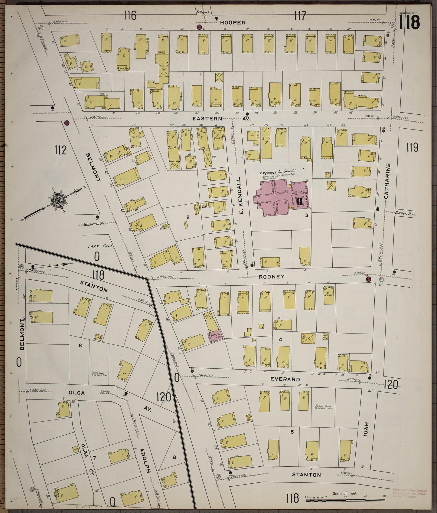 Sanborn Fire Insurance Map from Worcester, Worcester County, Massachusetts (1910), Sheet #0118 - Complete Map Set gallery image, historic Sanborn map, vintage wall art, Massachusetts Massachusetts