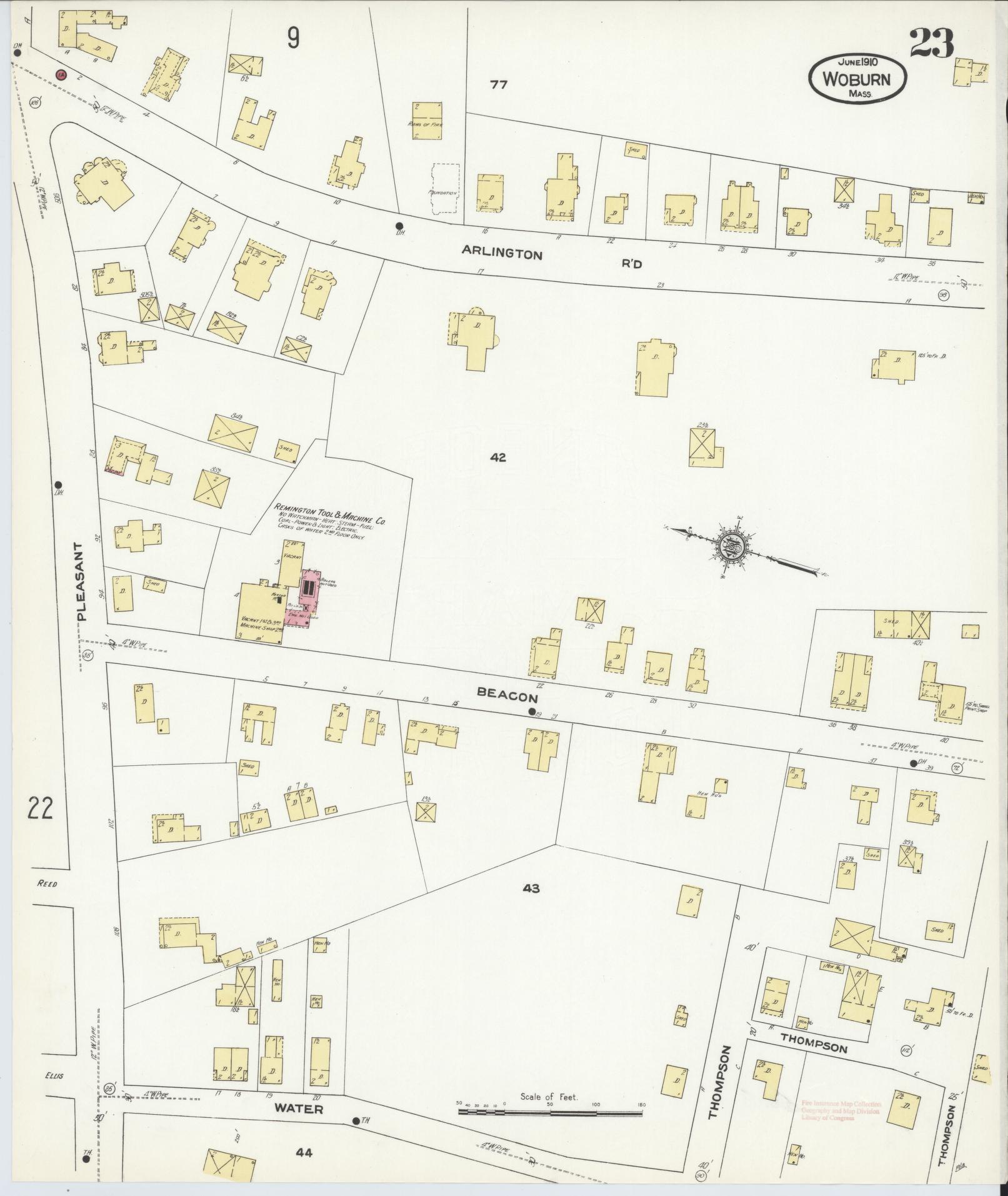 Sanborn Fire Insurance Map from Woburn, Middlesex County, Massachusetts (1910), Sheet #0023 - Complete Map Set gallery image, historic Sanborn map, vintage wall art, Massachusetts Massachusetts