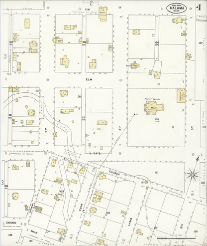 Sanborn Fire Insurance Map from Kalama, Cowlitz County, Washington (1908), Sheet #0004 - Complete Map Set gallery image, historic Sanborn map, vintage wall art, Washington Washington