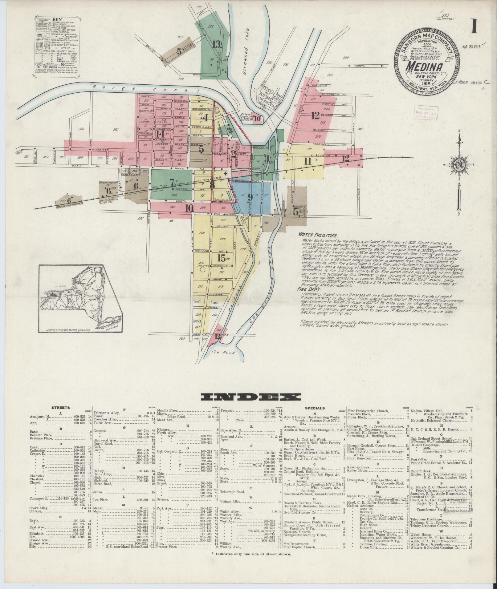 Sanborn Fire Insurance Map from Medina, Orleans County, New York. (1915) – Historic Sanborn Fire Insurance Map Print