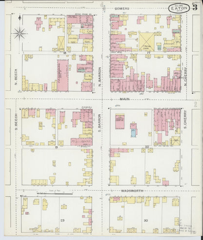 Sanborn Fire Insurance Map from Eaton, Preble County, Ohio (1892), Sheet #0003 - Historic Sanborn Fire Insurance Map Print, vintage old map wall art, antique decor, genealogy gift, Ohio Ohio map