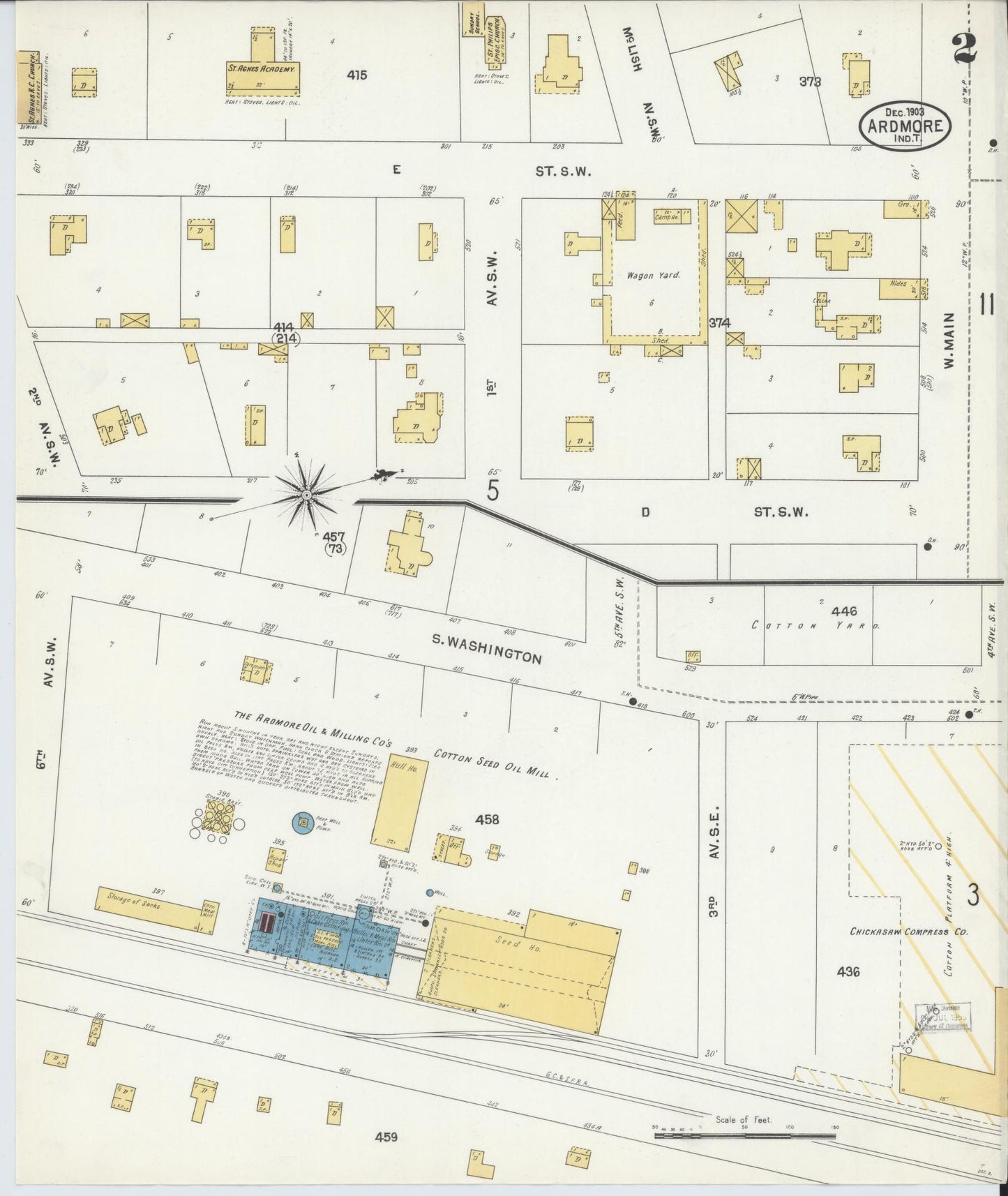 Sanborn Fire Insurance Map from Ardmore, Carter County, Oklahoma (1903), Sheet #0002 - Complete Map Set gallery image, historic Sanborn map, vintage wall art, Oklahoma Oklahoma