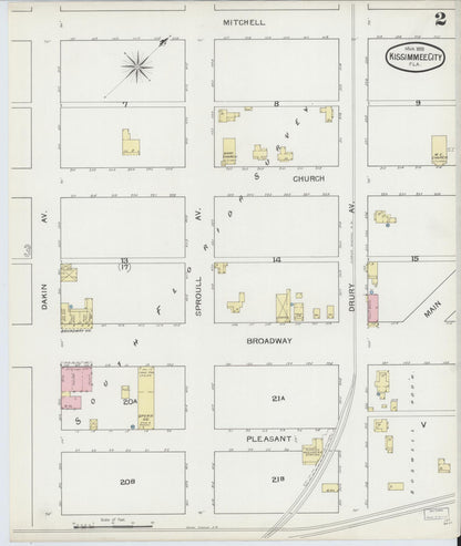 Sanborn Fire Insurance Map from Kissimmee, Osceola County, Florida (1893), Sheet #0002 - Historic Sanborn Fire Insurance Map Print, vintage old map wall art, antique decor, genealogy gift, Florida Florida map