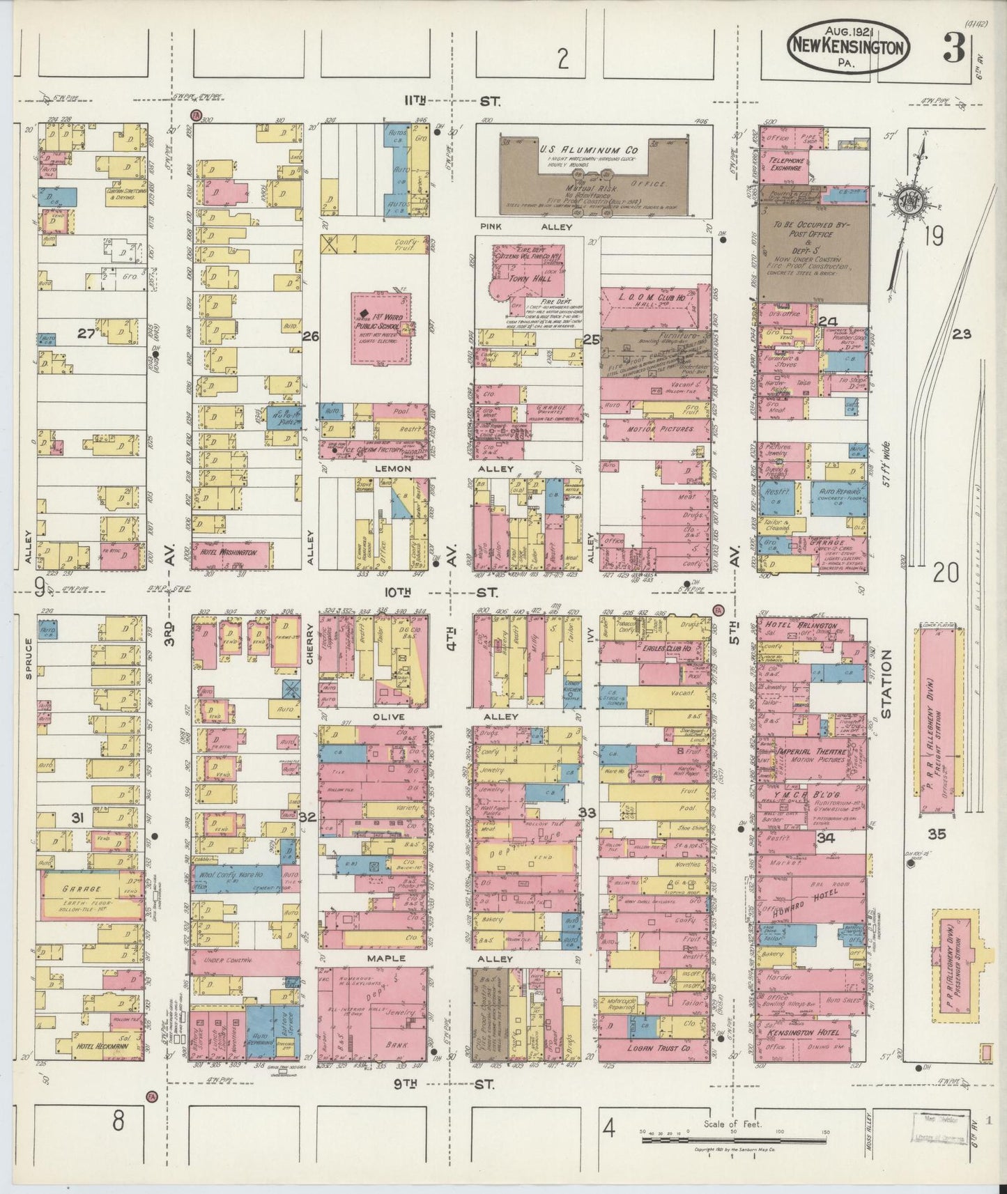 Sanborn Fire Insurance Map from New Kensington, Westmoreland County, Pennsylvania (1921), Sheet #0003 - Complete Map Set gallery image, historic Sanborn map, vintage wall art, Pennsylvania Pennsylvania