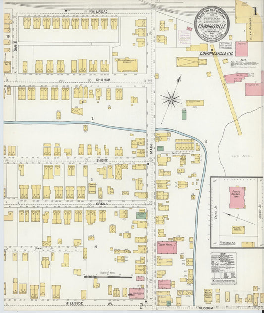 Sanborn Fire Insurance Map from Edwardsville, Luzerne County, Pennsylvania (1903), Sheet #0001 - Historic Sanborn Fire Insurance Map Print, vintage old map wall art, antique decor, genealogy gift, Pennsylvania Pennsylvania map