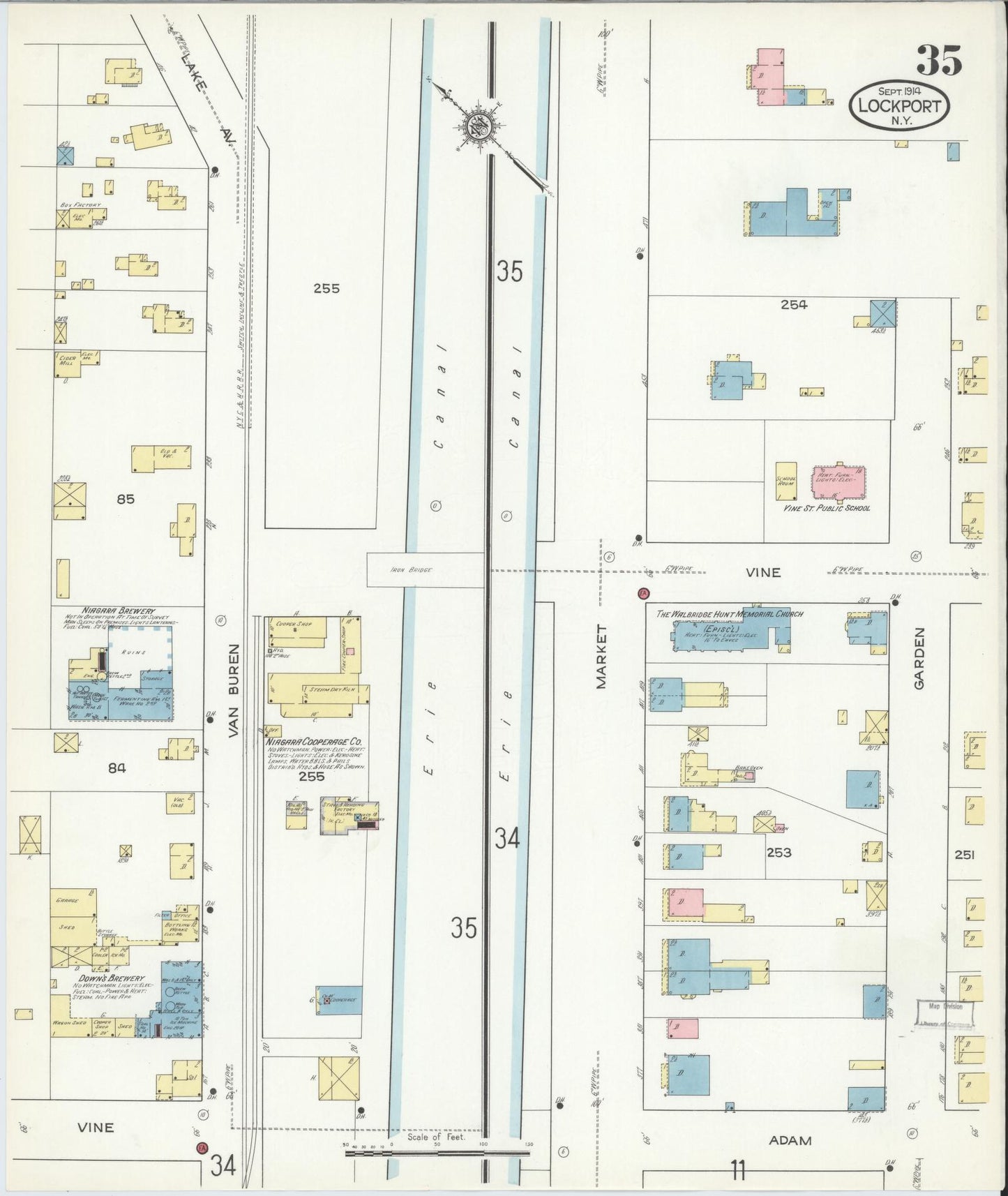 Sanborn Fire Insurance Map from Lockport, Niagara County, New York (1914), Sheet #0035 - Complete Map Set gallery image, historic Sanborn map, vintage wall art, New York New York