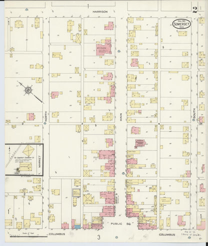 Sanborn Fire Insurance Map from Somerset, Perry County, Ohio (1913), Sheet #0002 - Historic Sanborn Fire Insurance Map Print, vintage old map wall art, antique decor, genealogy gift, Ohio Ohio map