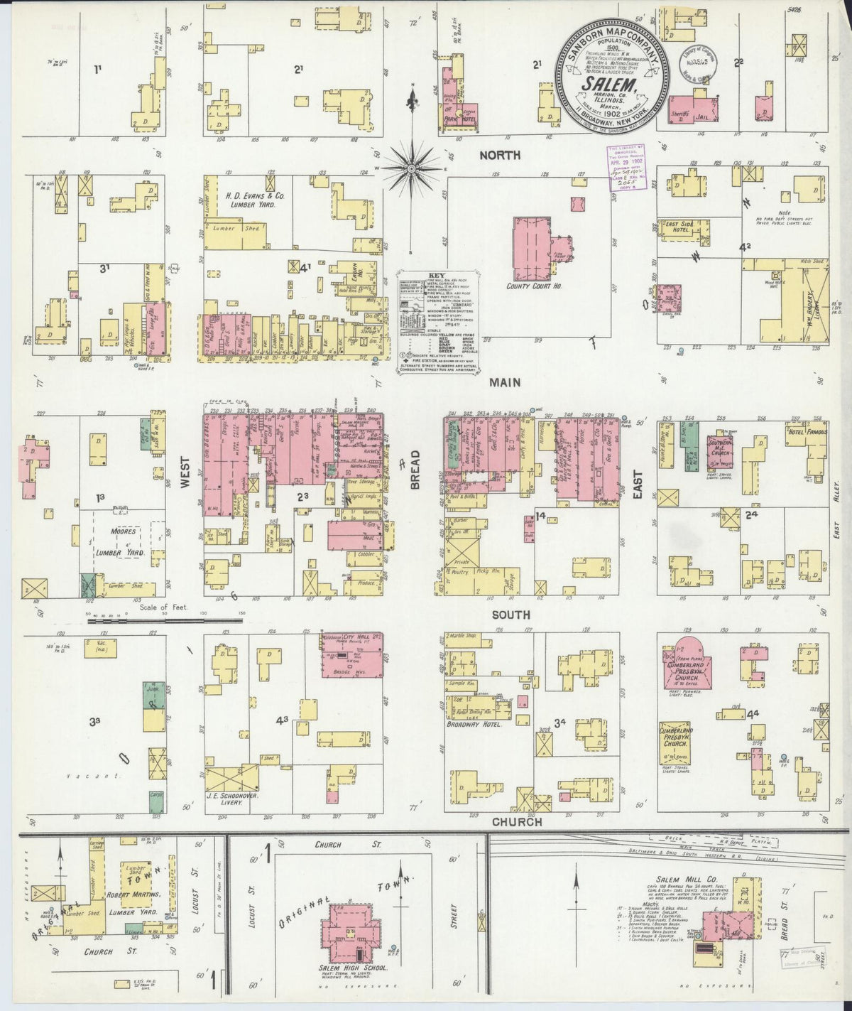 Sanborn Fire Insurance Map from Salem, Marion County, Illinois (1902), Sheet #0001 - Complete Map Set gallery image, historic Sanborn map, vintage wall art, Illinois Illinois