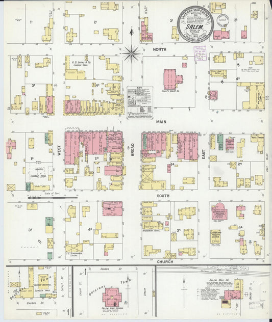 Sanborn Fire Insurance Map from Salem, Marion County, Illinois (1902), Sheet #0001 - Complete Map Set gallery image, historic Sanborn map, vintage wall art, Illinois Illinois