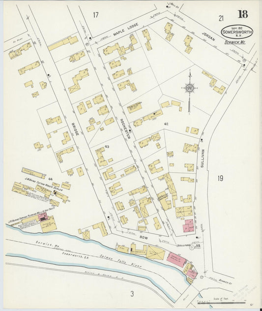 Sanborn Fire Insurance Map from Somersworth, Strafford County, New Hampshire (1912), Sheet #0018 - Historic Sanborn Fire Insurance Map Print, vintage old map wall art, antique decor, genealogy gift, Maine Maine map