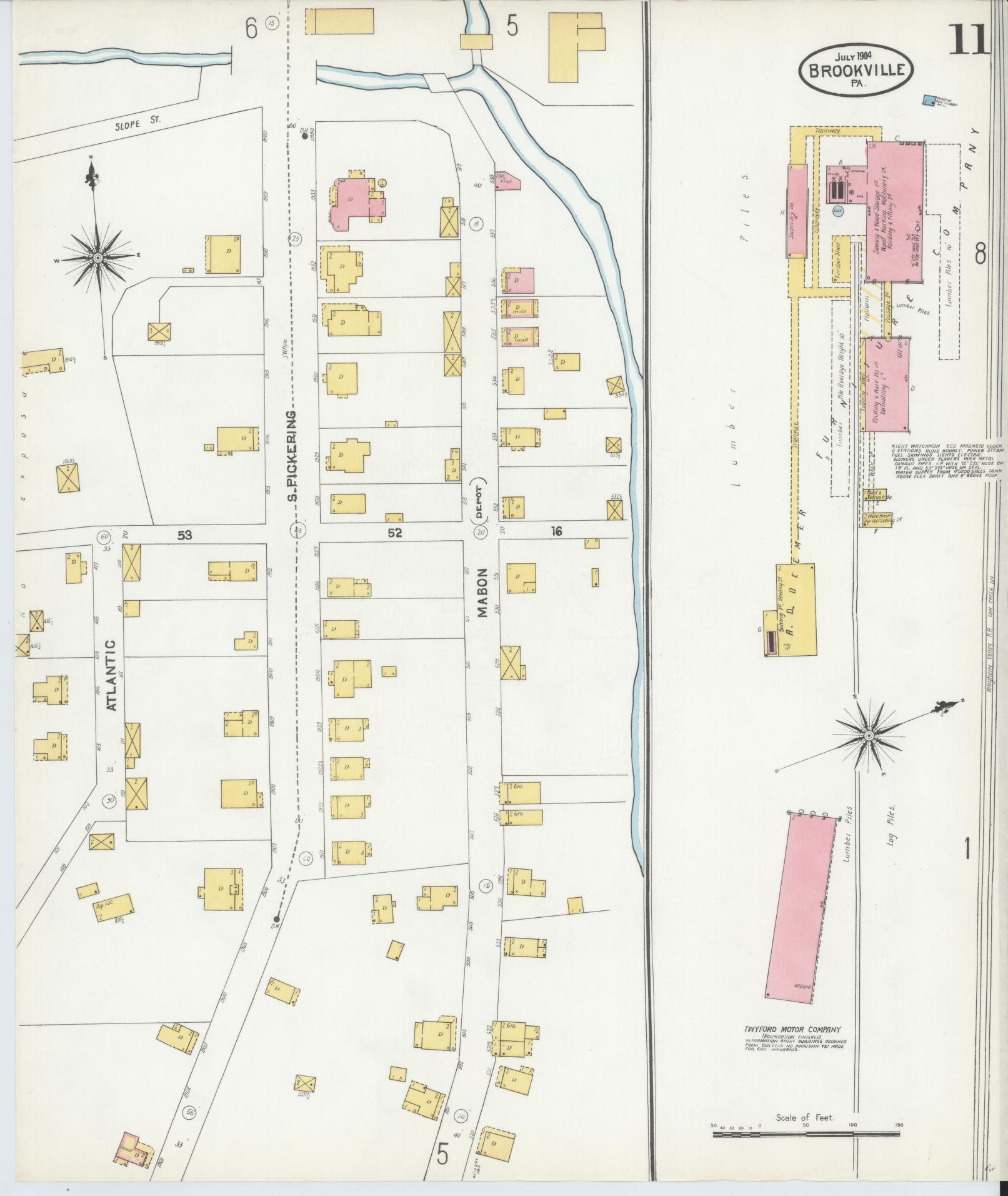 Sanborn Fire Insurance Map from Brookville, Jefferson County, Pennsylvania (1904), Sheet #0011 - Historic Sanborn Fire Insurance Map Print, vintage old map wall art, antique decor, genealogy gift, Pennsylvania Pennsylvania map