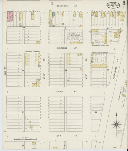 Sanborn Fire Insurance Map from North Enid, Garfield County, Oklahoma (1895), Sheet #0003 - Complete Map Set gallery image, historic Sanborn map, vintage wall art, Oklahoma Oklahoma
