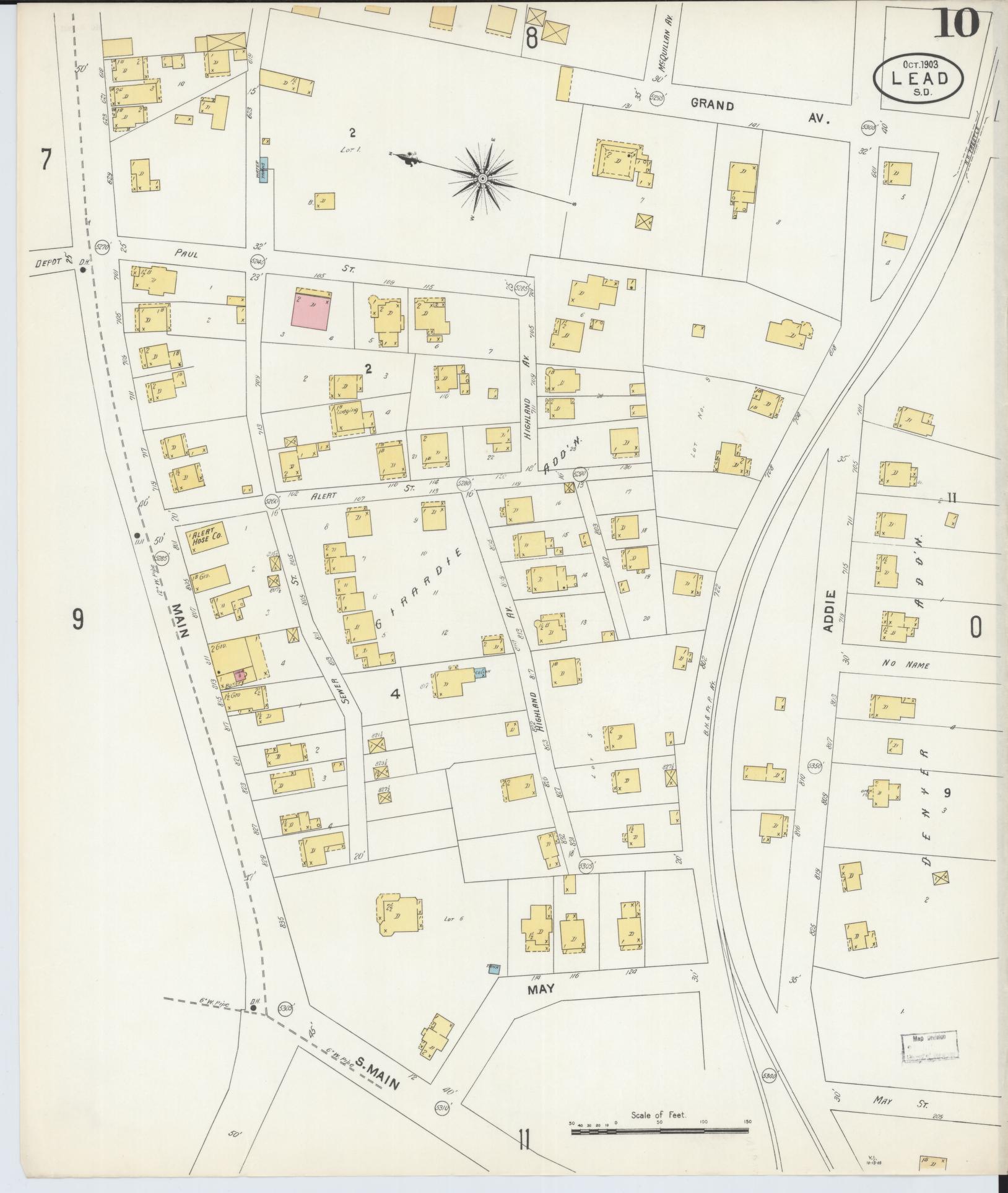 Sanborn Fire Insurance Map from Lead, Lawrence County, South Dakota (1903), Sheet #0010 - Complete Map Set gallery image, historic Sanborn map, vintage wall art, South Dakota South Dakota