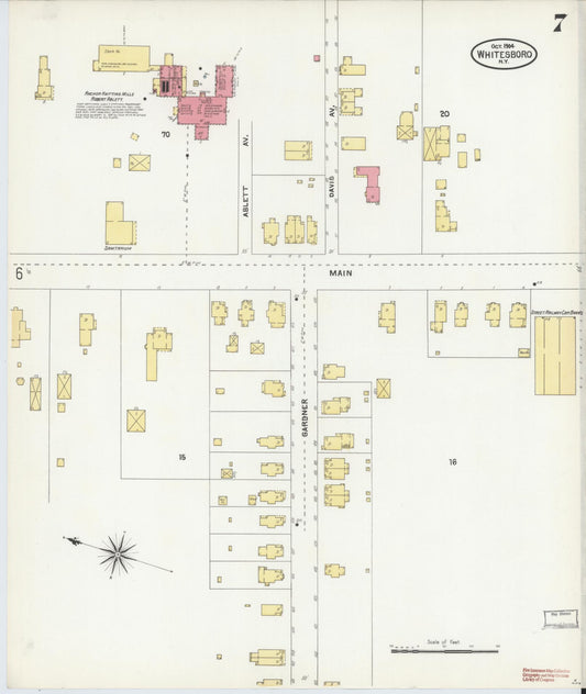 Sanborn Fire Insurance Map from Whitesboro, Oneida County, New York (1904), Sheet #0007 - Historic Sanborn Fire Insurance Map Print, vintage old map wall art, antique decor, genealogy gift, New York New York map