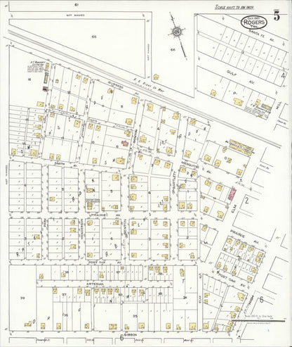 Sanborn Fire Insurance Map from Rogers, Bell County, Texas (1921), Sheet #0005 - Complete Map Set gallery image, historic Sanborn map, vintage wall art, Texas Texas