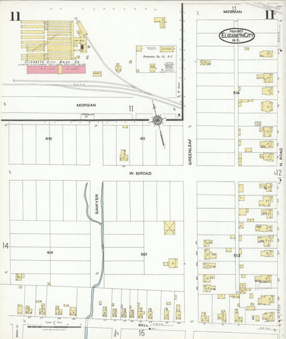 Sanborn Fire Insurance Map from Elizabeth City, Pasquotank County, North Carolina (1923), Sheet #0011 - Complete Map Set gallery image, historic Sanborn map, vintage wall art, North Carolina North Carolina