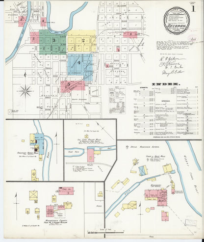 Sanborn Fire Insurance Map from Decorah, Winneshiek County, Iowa (1894), Sheet #0001 - Historic Sanborn Fire Insurance Map Print