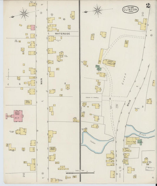 Sanborn Fire Insurance Map from Clinton, Middlesex County, Connecticut (1895), Sheet #0002 - Historic Sanborn Fire Insurance Map Print, vintage old map wall art, antique decor, genealogy gift, Connecticut Connecticut map